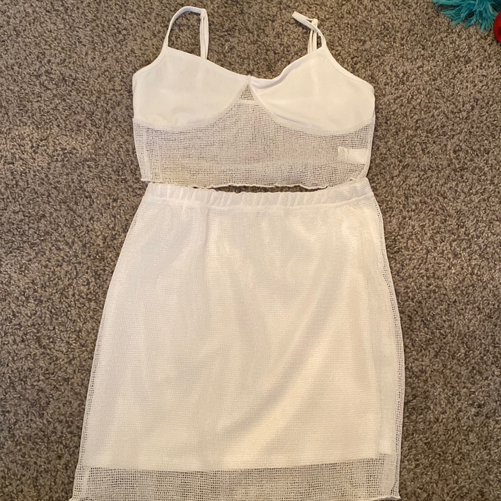 2 Piece White top and skirt set